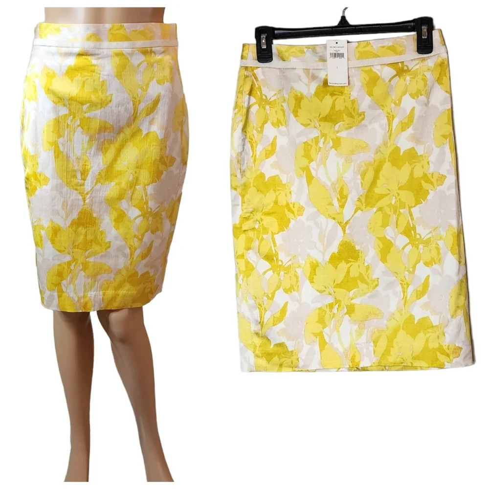 NWT Banana Republic yellow white floral Pencil skirt. Women's size 0.